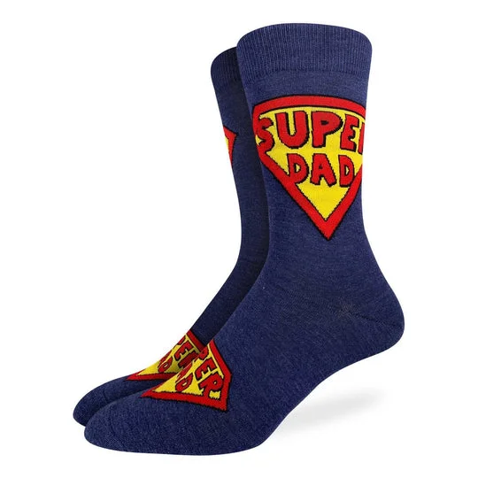 Weekend Special "Super Dad" Cotton Crew Socks by Good Luck Sock