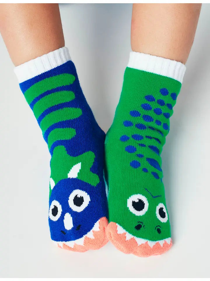 Take Advantage T-Rex and Triceratops | Kids Socks | Mismatched Fun Socks
