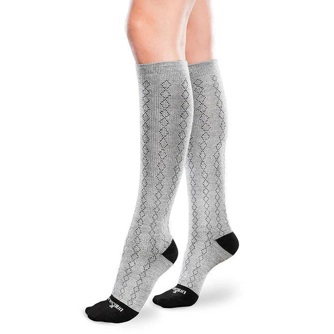 Therafirm Core-Spun Mild Support Socks  - Classic Diamond 15-20 mmHg (Grey/Black)