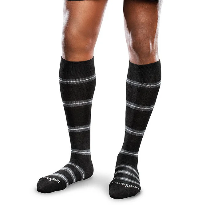 Therafirm Core-Spun Moderate Support Socks- Merger 20-30 mmHg (Black/Navy/Grey Stripe)