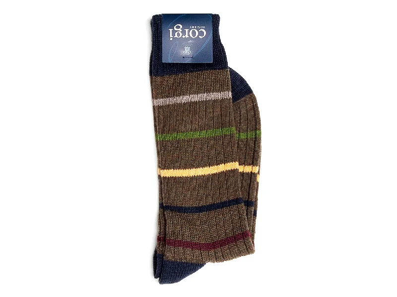Act Now Thin Stripe Cotton Socks Grey