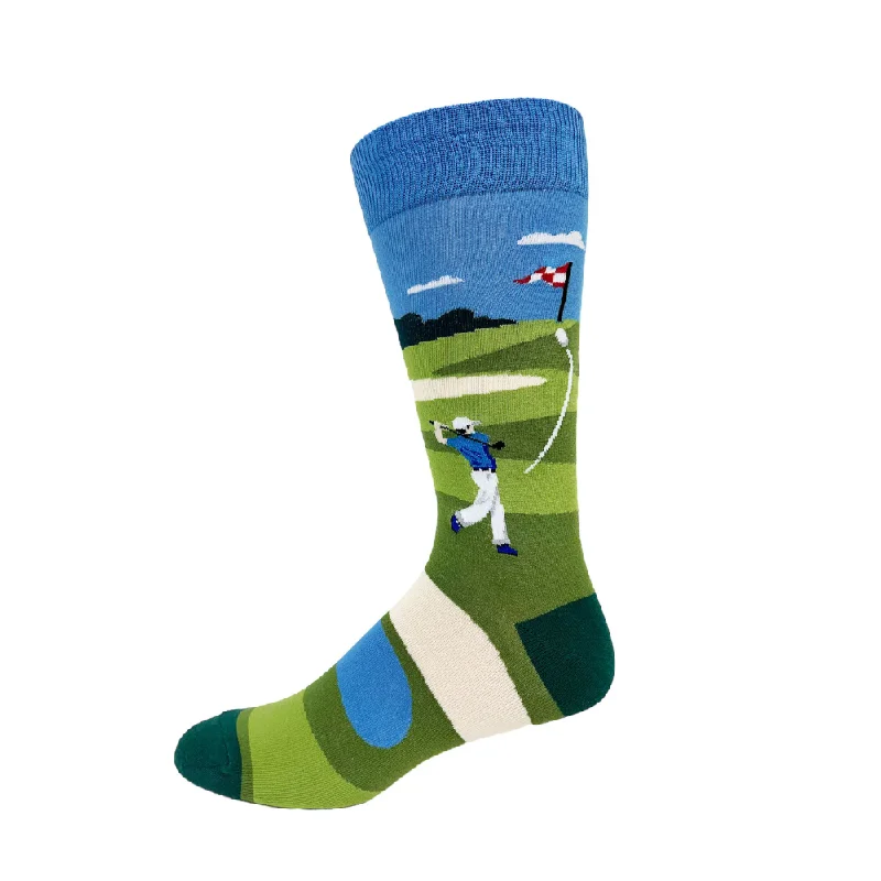 Now or Never "Golf Swing" Cotton Socks by Crazy Toes - Large