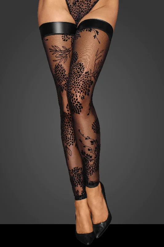 Limited Offer Wetlook stockings with floral pattern