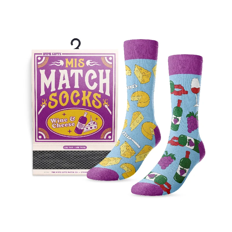 Weekend Savings Bonanza "Wine & Cheese" Cotton Crew Socks by Main & Local